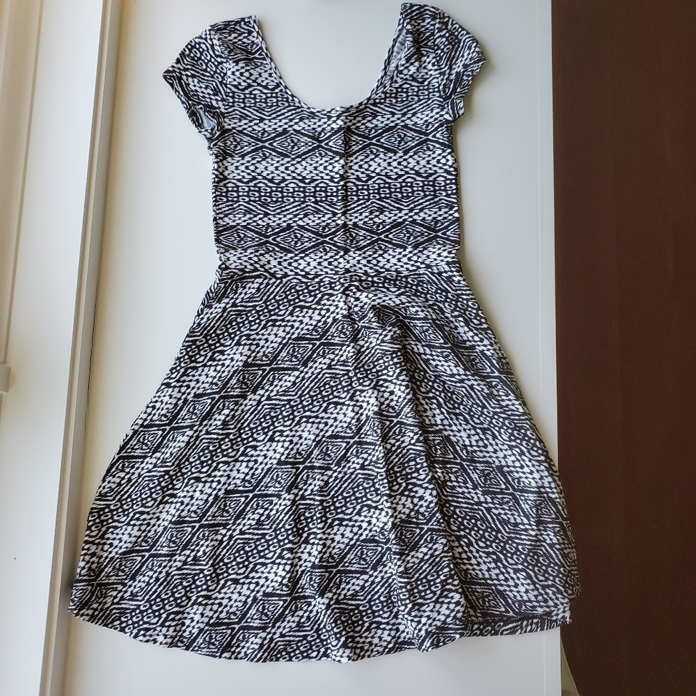 Black and White Pattern Skater Dress